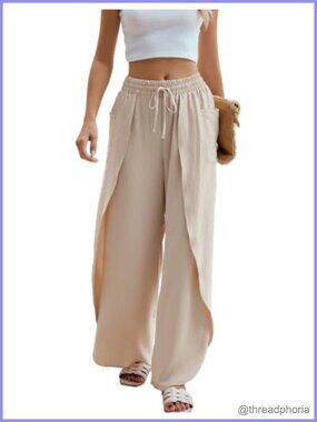 BMJL Womens Palazzo Pants Wide Leg High Waist Side Split Summer Beach